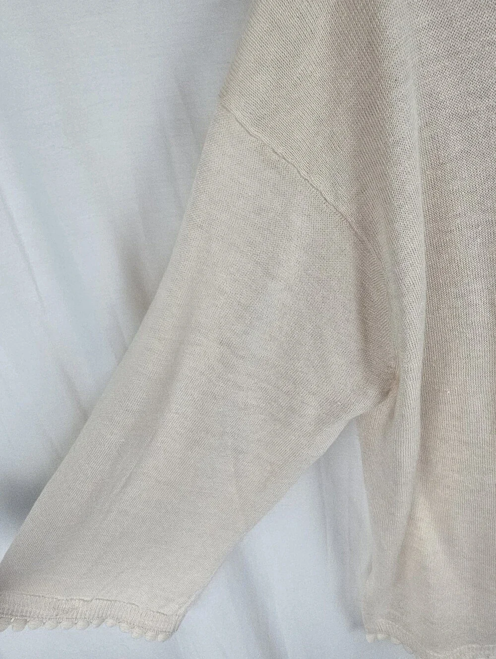 J. Crew Cream Scoop Neck Lightweight Linen Sweater Sz M